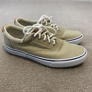 Sperry Top-Sider Shoes Mens 9.5 Beige Canvas Casual Lace Up Sneakers 1048065